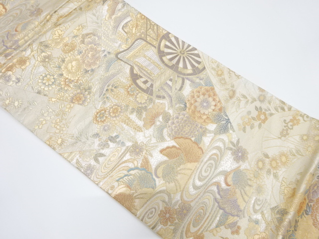 JAPANESE KIMONO / VINTAGE FUKURO OBI / SILK / WOVEN CARRIAGE